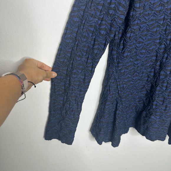 CUT LOOSE Long Sleeve Tunic Textured Lagenlook Art To Wear blue womens Small s - Picture 3 of 7